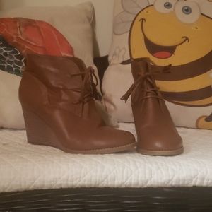Brown platform booties